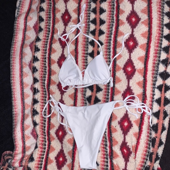 SHEIN white 2 piece bathing suit 1st slide: front // second slide:back - Picture 2 of 2